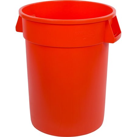 GLOBAL EQUIPMENT Plastic Trash Can with Lid   Dolly - 32 Gallon Bright Orange 240460BORB